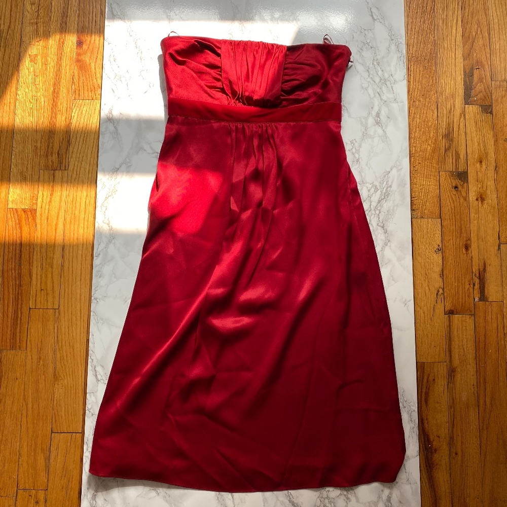 Strapless Red Silk Party Dress